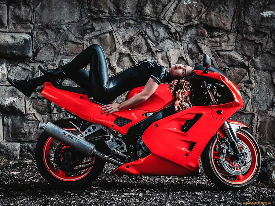 Beautiful girl Beautiful girls and motorcycles in St. Petersburg