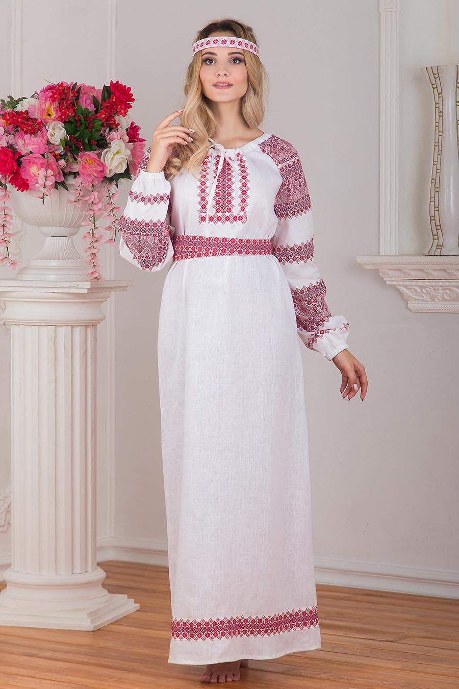 A playful frame from Women in Slavic costumes — online in St. Petersburg