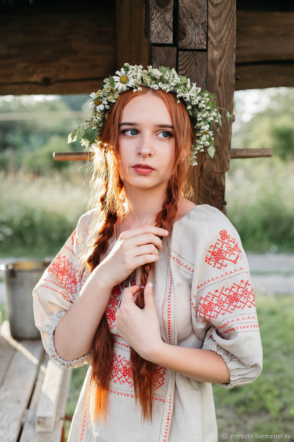 A playful frame from Girls in Slavic costumes — online in St. Petersburg
